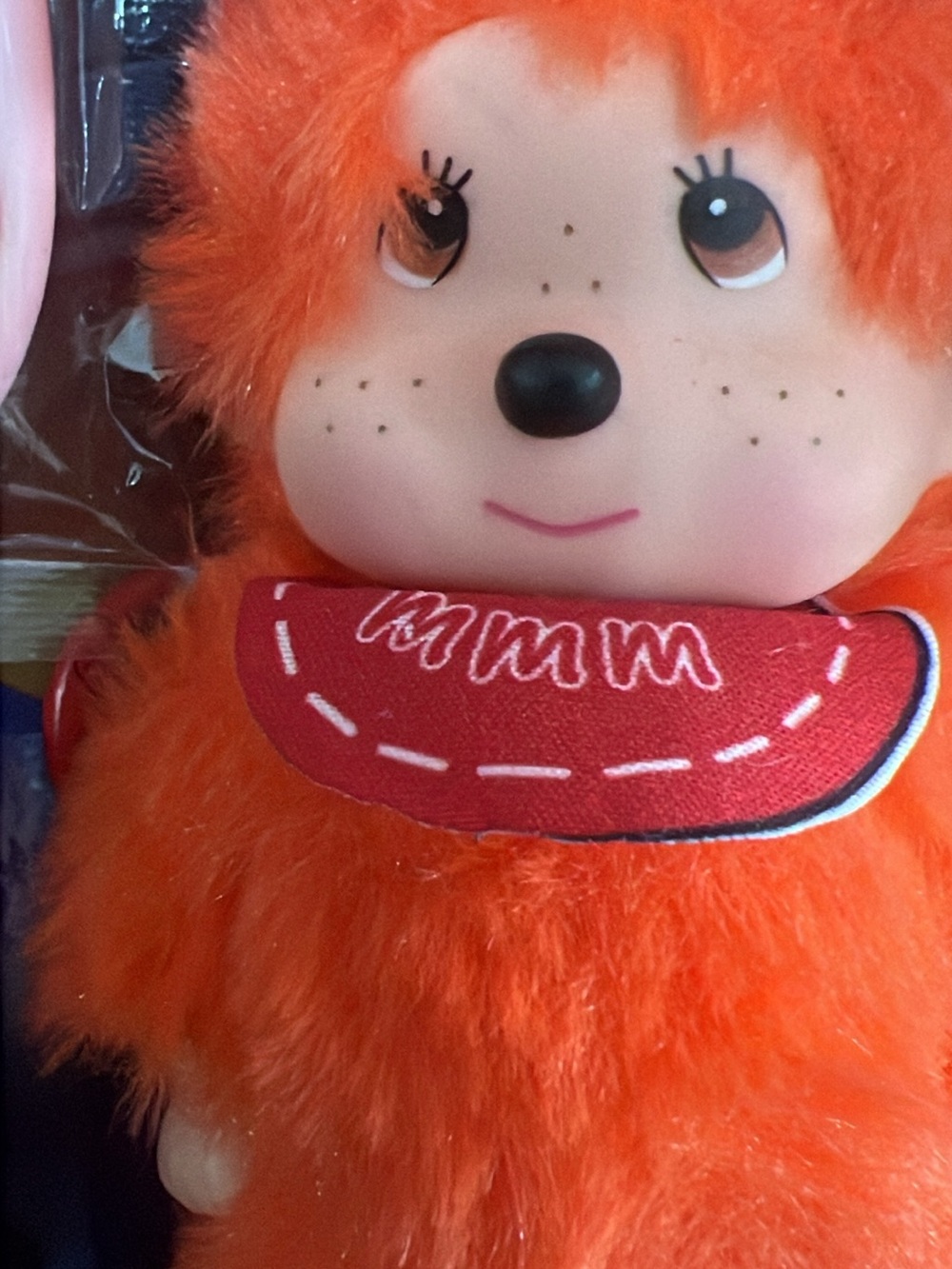 Orange Plush Kids Accessory Toy with Red Bib